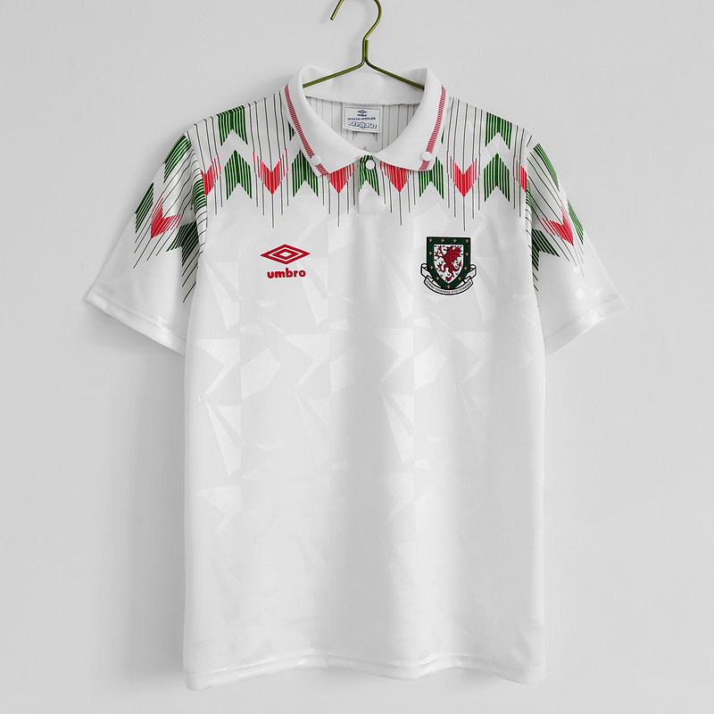 AAA Quality Wales 91/92 Away White Soccer Jersey